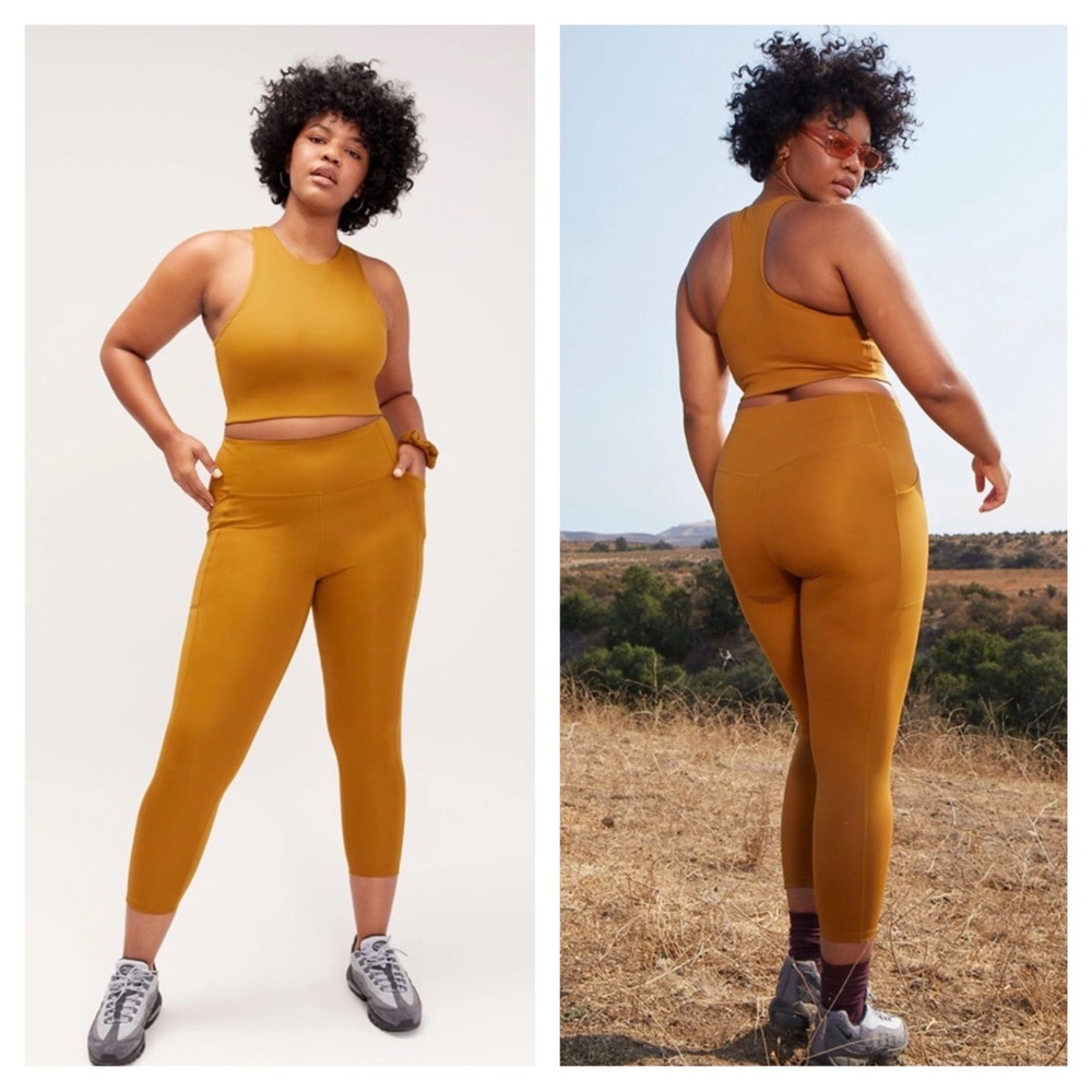Girlfriend Collective Compressive Pocket Ankle Legging in Saddle